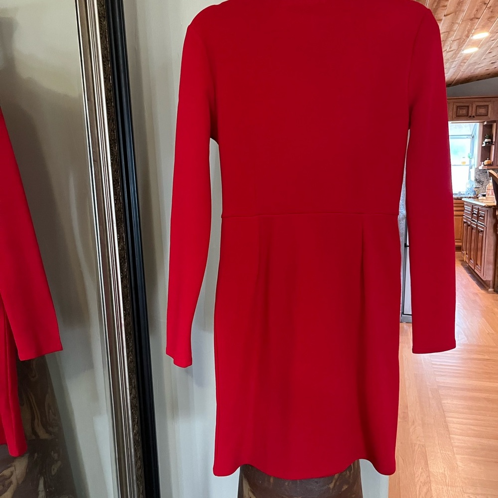 Planet Gold Vibrant Red Long Sleeve Dress